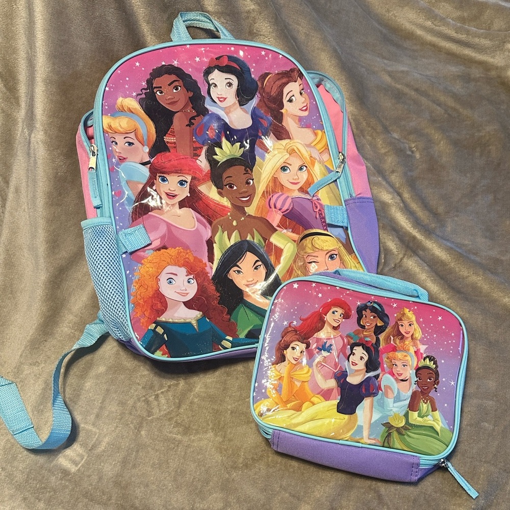 Disney Princess Multicolor Backpack and Lunch Bag